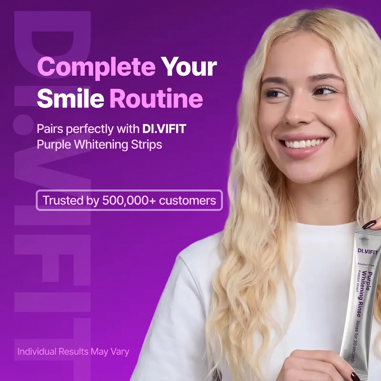 ✨60% OFF - DI.VIFIT Purple Mouthwash - Sachets 20 Pack - Peroxide-Free - Alcohol Free - Vegan Mint