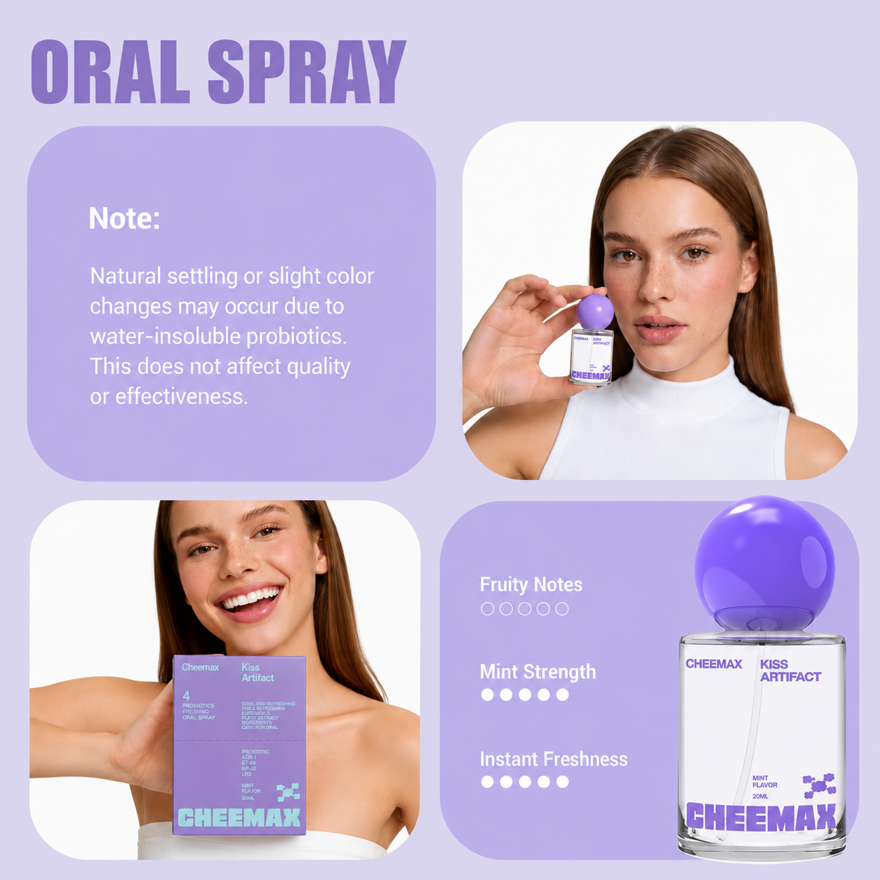 Cheemax Probiotic Oral Spray 20ml - Fresh Breath & Oral Care, Sugar-Free, Portable, Long-Lasting Freshness
