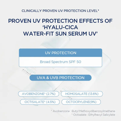 💧50% OFF - Hyalu-Cica Water-Fit Sun Serum UV - Daily Use, Korean Sunscreen, Sunscreen for Sensitive Skin